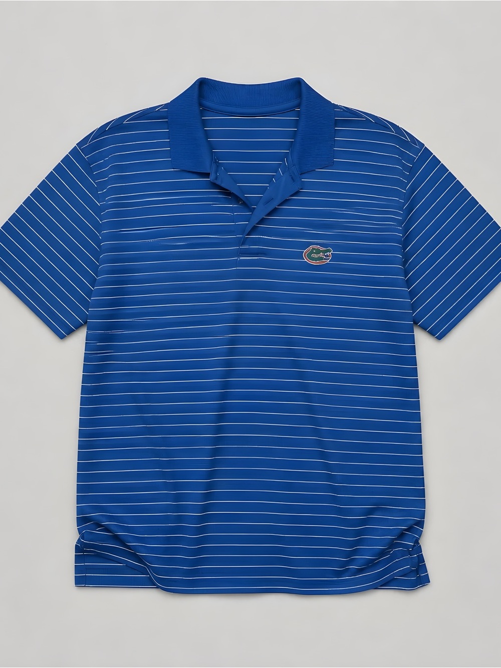 Florida Gators Cutter & Buck Polo Shirt 2XL Blue White Striped CB DryTec Mens